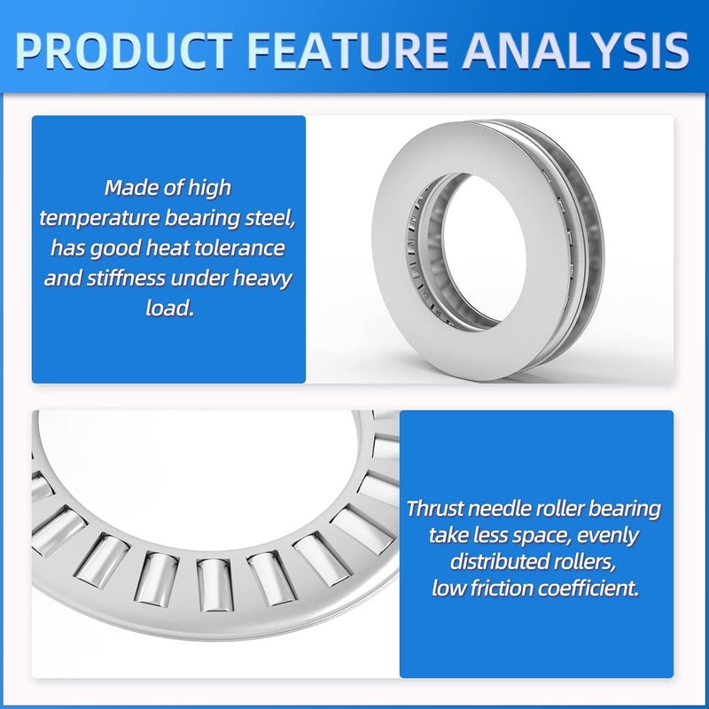 MEANLIN 12 Sets Thrust Needle Roller Bearings with Washers, 3/4 Inch Bore 1-1/4 OD, NTA1220 2TRA Steel Industrial Bearing for Conveying Equipment, Robots, Elevators, Rolling Mills Etc. - Image 3